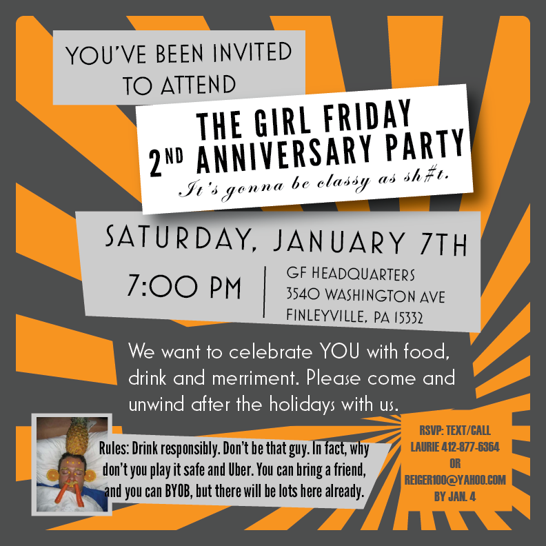 Girl Friday Anniversary Party invite